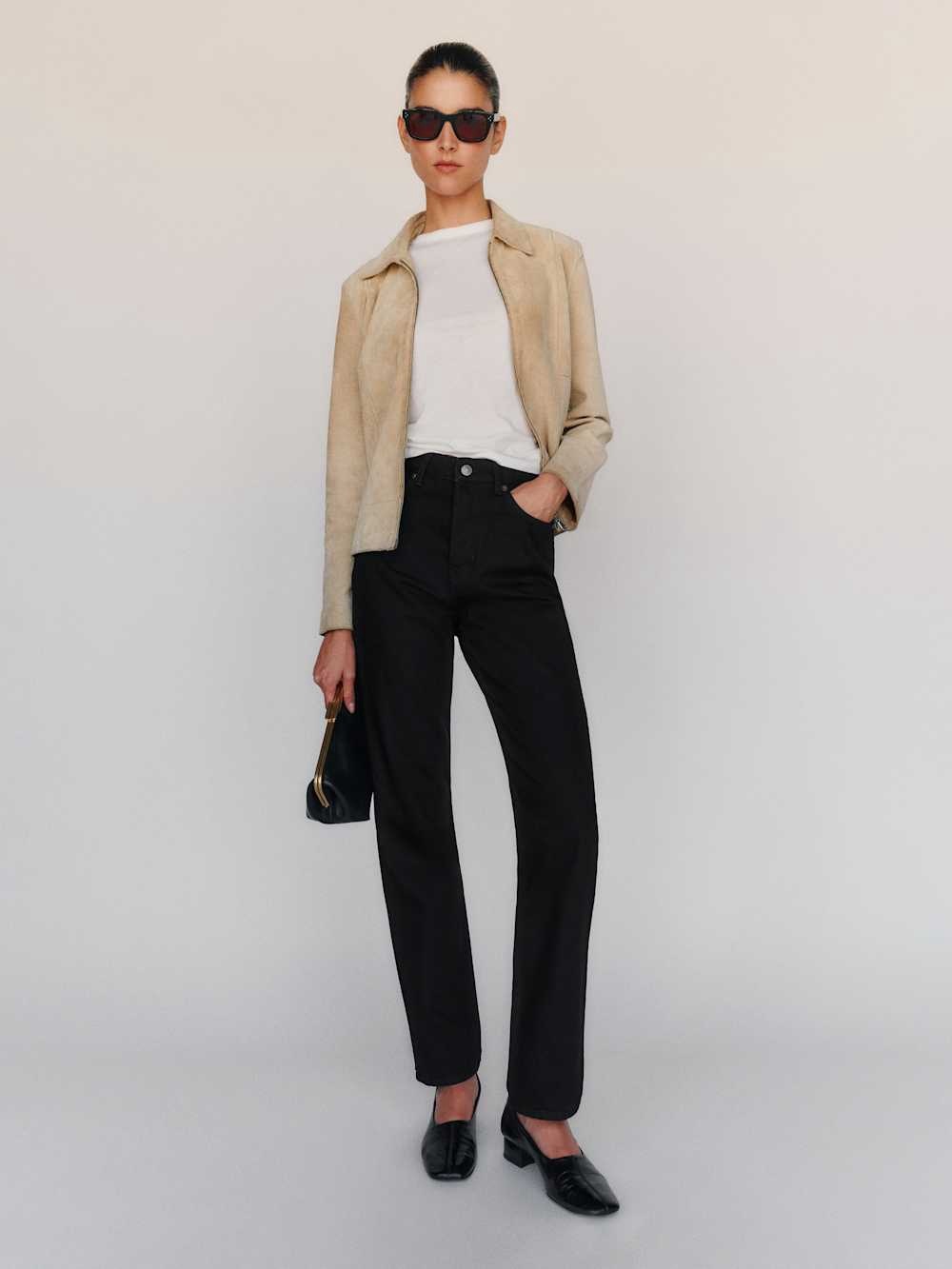 Reformation Cynthia High Rise Straight Jeans Black Size 26 NWT